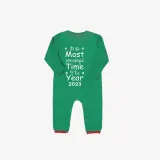 2023 Christmas Matching Family Pajamas Exclusive Design It Is Most Wonderful Time Green Stripes Pajamas Set