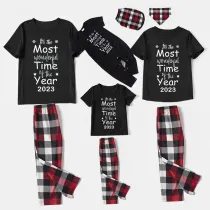 2023 Christmas Matching Family Pajamas Exclusive Design It Is Wonderful Time Short Black Pajamas Set