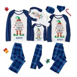 2023 Christmas Matching Family Pajamas Exclusive Design Naughty List Elf Blue Plaids Pajamas Set