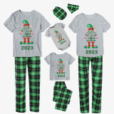 2023 Christmas Matching Family Pajamas Exclusive Design Naughty List Elf Short Green Plaids Pajamas Set