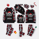2023 Christmas Matching Family Pajamas Exclusive Design Merry Christmas Hat and Pendant Black Reindeer Pajamas Set