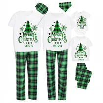 2023 Christmas Matching Family Pajamas Christmas Tree Green Plaids Pajamas Set With Baby Bodysuit