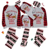 2023 Christmas Matching Family Pajamas Dachshund Through The Snow White Tops Reindeer Pants Pajamas Set