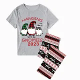 2023 Christmas Matching Family Pajamas Hanging With My Gnomies Short Gray Pajamas Set