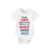 2023 Christmas Matching Family Pajamas They Are the Naughty Ones Black Short Blue  Pajamas Set With Baby Pajamas