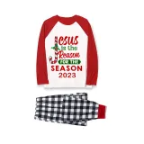 2023 Christmas Matching Family Pajamas Jesus Is The Reason For The Season Black White Plaids Pajamas Set
