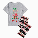 2023 Christmas Matching Family Pajamas Exclusive Design Naughty List Elf Gray Pajamas Set