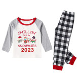 2023 Christmas Matching Family Pajamas Exclusive Design Chillin With My 3 Snowmies Black White Plaids Pajamas Set