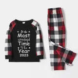 2023 Christmas Matching Family Pajamas Exclusive Design It Is Most Wonderful Time  Black Plaids Pajamas Set
