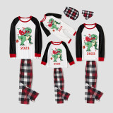 2023 KidsHoo Exclusive Design Christmas Matching Family Pajamas Santa Jurassic Dinosaur Gray Top Reindeer Pants Pajamas Set