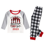 2023 Christmas Matching Family Pajamas Exclusive Design Wonderful Time Black White Pajamas Set