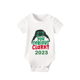 2023 Christmas Matching Family Pajamas You Serious Clark Short Sleeve Green Short  Plaid Pnats Pajamas Set