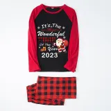2023 Christmas Matching Family Pajamas Exclusive Design It is The Wonderful Time Black Plaids Pajamas Set