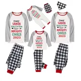 2023 Christmas Matching Family Pajamas They Are the Naughty Ones Black White Plaids Pajamas Set With Baby Pajamas