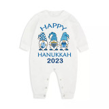 2023 Christmas Matching Family Pajamas Exclusive Design Happy Hanukkah Gnomies Blue Plaids Pajamas Set