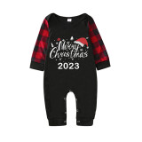 2023 Christmas Matching Family Pajamas Christmas Hat Black Reindeer Pajamas Set
