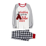 2023 Christmas Matching Family Pajamas Christmas With My Tribe Black White Plaids Pajamas Set