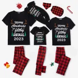 2023 Christmas Matching Family Pajamas Exclusive Design Antler Merry Christmas Black Pajamas Set