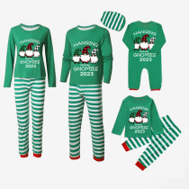 2023 Christmas Matching Family Pajamas Hanging With My Gnomies Green Stripes Pajamas Set