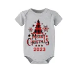 2023 Christmas Matching Family Pajamas Christmas Tree Gray Short Pajamas Set With Baby Bodysuit