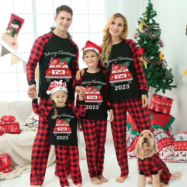 2023 Christmas Matching Family Pajamas Exclusive Design Gnomies Your Are All Merry Christmas Black Pajamas Set