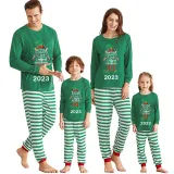 2023 Christmas Matching Family Pajamas Exclusive Design Naughty List Elf Green Stripes Pajamas Set