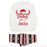2023 Christmas Matching Family Pajamas Exclusive Design Merry Christmas Hat and Pendant Reindeer Pajamas Set