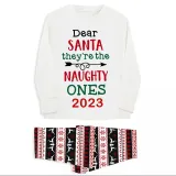 2023 Christmas Matching Family Pajamas They Are the Naughty Ones White Top Reindeer Pants Pajamas Set With Baby Pajamas