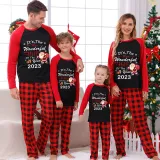 2023 Christmas Matching Family Pajamas Exclusive Design It is The Wonderful Time Black Plaids Pajamas Set