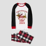 2023 Christmas Matching Family Pajamas Dachshund Through The Snow White Tops Reindeer Pants Pajamas Set