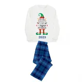 2023 Christmas Matching Family Pajamas Exclusive Design Naughty List Elf Blue Plaids Pajamas Set