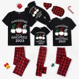 2023 Christmas Matching Family Pajamas Hanging With My Gnomies Black Pajamas Set
