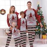 2023 Christmas Matching Family Pajamas Christmas Tree White Top Reindeer Pants Pajamas Set With Baby Bodysuit