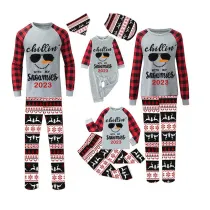 2023 Christmas Matching Family Pajamas Chillin With My Snowmies Sunglass Snowman White Top Reindeer Pants Pajamas Set
