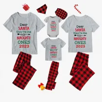 2023 Christmas Matching Family Pajamas They Are the Naughty Ones Gray Pajamas Set With Baby Pajamas