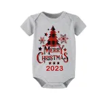 2023 Christmas Matching Family Pajamas Christmas Tree Gray Short Pajamas Set With Baby Bodysuit