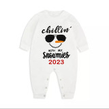 2023 Christmas Matching Family Pajamas Chillin With My Snowmies Sunglass Snowman White Top Reindeer Pants Pajamas Set
