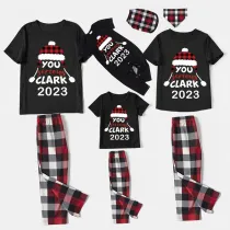 2023 Christmas Matching Family Pajamas Red Plaid Xmas Hat You Serious Clark Letters Black Short Set With Baby Pajamas