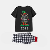 2023 Christmas Matching Family Pajamas Exclusive Design Naughty List Elf Black Short Pajamas Set