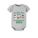 2023 Christmas Matching Family Pajamas Exclusive Design Chillin With My 3 Snowmies Short Green Plaids Pajamas Set