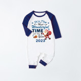 2023 Christmas Matching Family Pajamas Exclusive Design It is The Wonderful Time Blue Plaids Pajamas Set