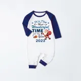 2023 Christmas Matching Family Pajamas Exclusive Design It is The Wonderful Time Blue Plaids Pajamas Set