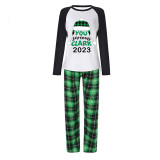 2023 Christmas Matching Family Pajamas Green Plaid Xmas Hat You Serious Clark Letters Green Plaid Pajamas Set With Baby Pajamas