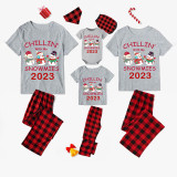 2023 Christmas Matching Family Pajamas Exclusive Design Chillin With My 3 Snowmies Gray Pajamas Set