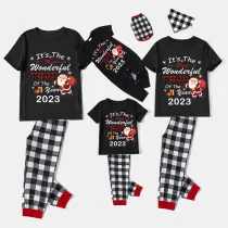 2023 Christmas Matching Family Pajamas Exclusive Design It is The Wonderful Time Black Short Pajamas Set