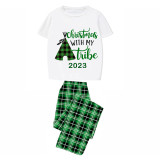 2023 Christmas Matching Family Pajamas Christmas With My Tribe Short Green Pajamas Set