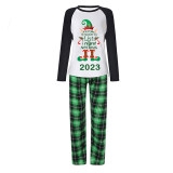 2023 Christmas Matching Family Pajamas Exclusive Design Naughty List Elf Green Plaids Pajamas Set