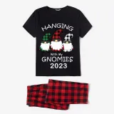 2023 Christmas Matching Family Pajamas Hanging With My Gnomies Black Pajamas Set