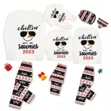 2023 Christmas Matching Family Pajamas Chillin With My Snowmies Sunglass Snowman White Top Reindeer Pants Pajamas Set