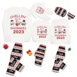 2023 Christmas Matching Family Pajamas Exclusive Design Chillin With My 3 Snowmies White Top Reindeer Pants Pajamas Set